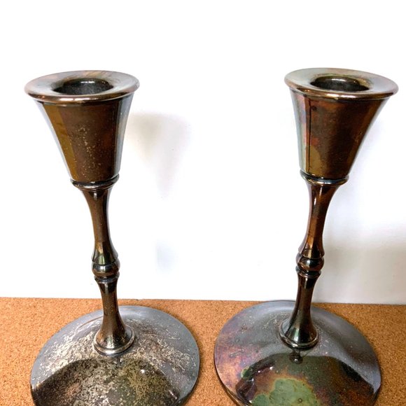 Vintage Valero Spain Pair Of Silver Plated Candle Sticks - Picture 11 of 16